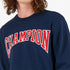 CHAMPION COTTON BLEND SWEATSHIRT WITH FRONT LOGO LETTERING - NAVY